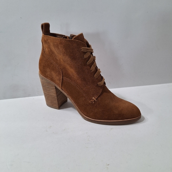 Dolce Vita Brown Classic Preppy Suede Side Zip Lace Up Block Heel Boots Size 10 - Picture 3 of 13
